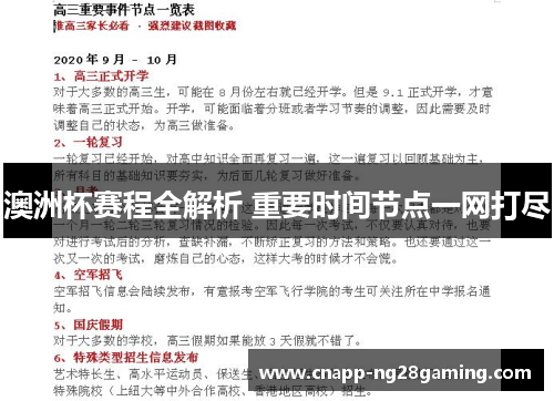 澳洲杯赛程全解析 重要时间节点一网打尽